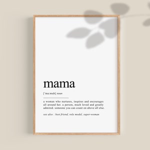 Mama Birthday Gifts, Mama Definition Print, Mom Present, Mamma Quotes Poster | Printable wall art | Instant Digital Download