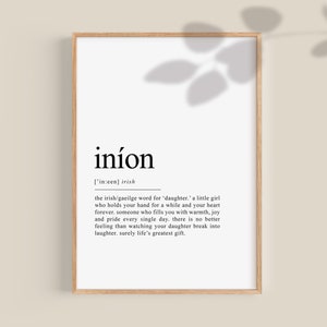 Daughter gift, Irish gifts for daughter, definition print Irish Decor, Irish Wall Art Gaeilge decor, Irish home decor, printable DIGITAL