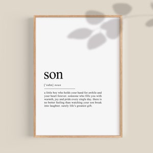 Son gift, gifts for son, gift for son, son definition print, personalised gift, son printable wall art, gifts for him, gifts for men