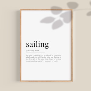 Sailing gifts, Sailing definition print, sailor gift, sailing decor, nautical decor, nautical wall art, sailing lover gift, printable art