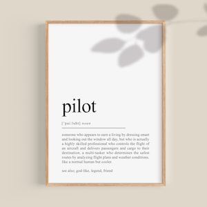 Pilot gifts for men, Pilot gift for women, Cabin Crew Aircraft Art Pilot Definition Present Printable Wall Art Instant DIGITAL Download