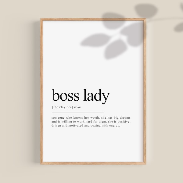 Boss Lady Gift, Boss Lady Definition Print, Boss Babe Poster, Woman Entrepreneur gift, empowered woman gifts, home office art