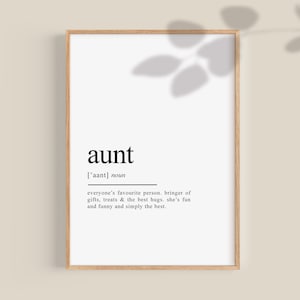 Aunt Christmas gift from Niece Aunt Definition print Aunt Birthday Gift for Aunt and Uncle Auntie Bestie Printable Wall Art Digital Download