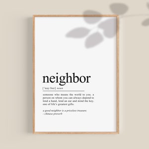 Nachbar Definition Print, Nachbar Geschenke Geschenk für besondere Nachbarin, Nachbarin, Weihnachtsgeschenk, Digitaldruck, Instant Download