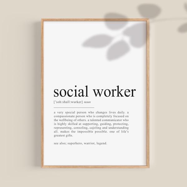 Social Worker Gift, Social worker definition print, Social Work gift, Social Worker gifts, gift for social worker graduation