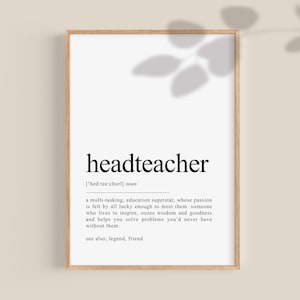 Headteacher Definition Print, Headteacher Gift, Congratulations Headteacher, gift for Principal, Teacher Appreciation, printable
