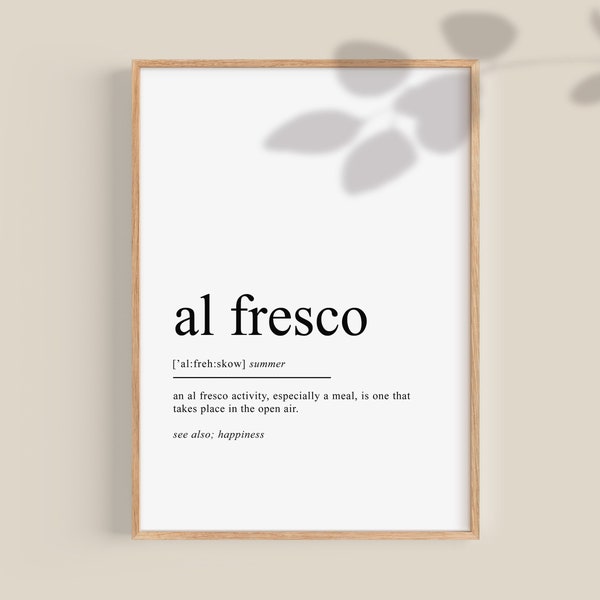 Al Fresco Definition Print, Alfresco Poster, Italian Wall Art, Italy wall art, printable art, Summer Home Decor | Digital Download