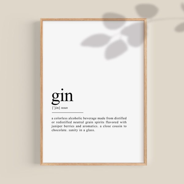 Gin Definition Bar decor, Gin gifts, Gin Gift, Gin lover gift, Gin home bar sign, alcohol posters, bar decor, printable art