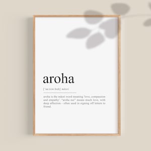 Māori Prints Aroha Definition Print, Maori Poster New Zealand Wall Art, Love wall art Wedding gift,Anniversary gift, printable art | DIGITAL