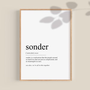 Stampa definizione Sonder, Citazioni motivazionali, Arte della parete ispiratrice per ufficio, Poster per aula, Dizionario stampabile / DOWNLOAD DIGITALE