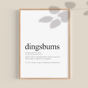 Dingsbums Print, Dingsbums Poster, Dingbums Definition, Funny German gifts, German print, Deutsch Printable wall art, DIGITAL DOWNLOAD