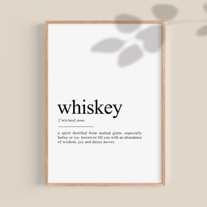 Whisky-Geschenke, Whisky-Geschenk, Vatertagsgeschenk für Whisky-Liebhaber, Whiskey-Definition-Bar-Dekor, Whiskey-Kunst, Home-Bar-Schild, digitaler Download