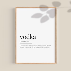Wodka Print Alkohol Poster Lustige Wodka Drink Definition Bar Warenkorb Drucke Minimalistische Wand Kunst Trendige druckbare Galerie Wand digitaler Download