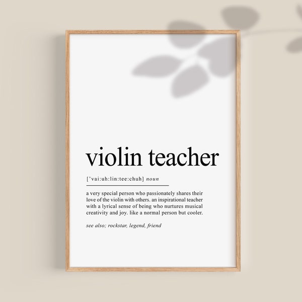 Définition de professeur de violon, cadeau de professeur de violon, cadeaux pour tuteur de violon, meilleur cadeau de professeur de violon, professeur de musique imprimable