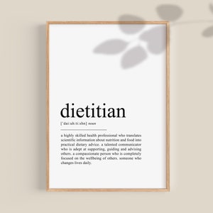 Dietitian Definition Print, Dietitian Gift, Registered Dietician gift, Nutritionist gift, graduation gift, printables