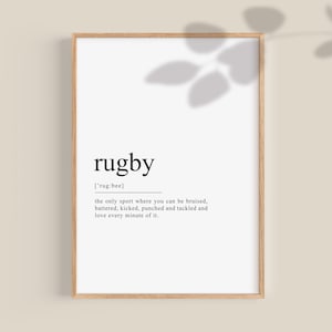 Rugby gifts, Rugby definition print, Rugby Poster, Rugby Print, Rugby Art, father's day rugby gifts for Dad, gifts for her, gifts for boys