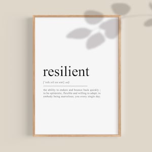Resilient Print, Resilient Definition Poster, Dictionary print, Office wall decor,  Entrepreneur gift, inspirational quotes