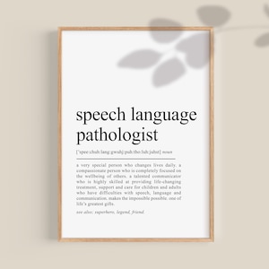 Speech Language Pathologist Definition Print, Speech Language Therapist Gift, Speech Pathologist gift, graduation gift, wall art