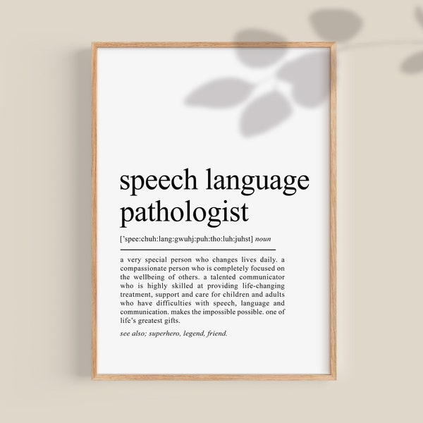 Speech Language Pathologist Definition Print, Speech Language Therapist Gift, Speech Pathologist gift, graduation gift, wall art