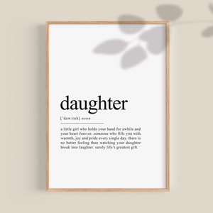 Daughter gift Definition Printable Wall art Personalised gift for daughter from Mom Christmas gift for a Special Daughter Birthday Prints