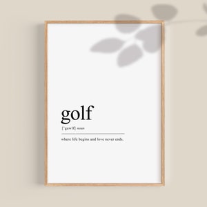 Impresión de definición de golf, regalo de golf, regalo de amante del golf, regalo de golfista, día del padre, mamá de golf, papá de golf, arte de pared imprimible