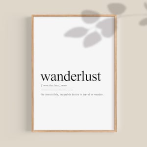 Travel Poster, Wanderlust Definition Print, travel gift, travel print, travel gifts, wanderlust gifts, printable wall art
