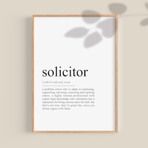 Solicitor gift, Solicitor Definition Print Gift for Solicitor Law Student Print Law School Qualified Solicitor Graduation Gift, Printable
