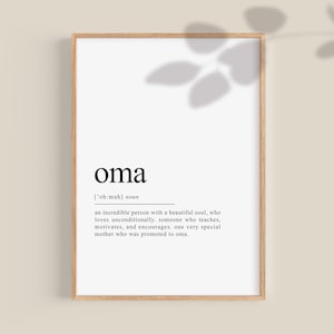 Impressão de definição de Oma, Oma geschenk, presente para Oma, presente da vovó, presente de Oma, melhor Oma de todos os tempos, dia das mães, arte de parede para impressão | DOWNLOAD DIGITAL