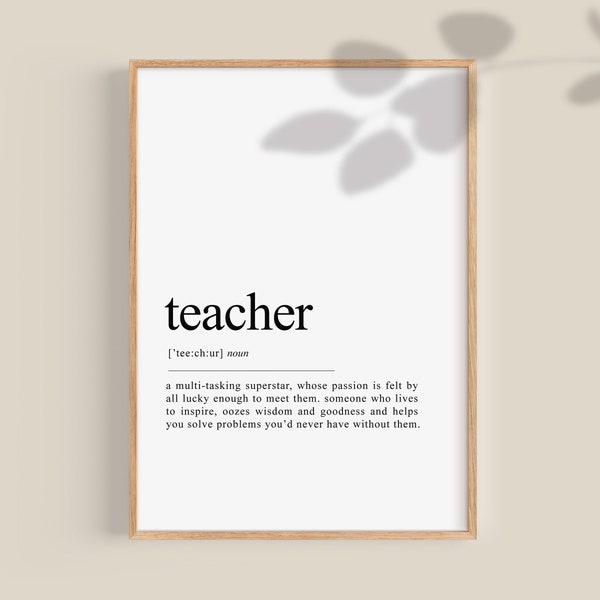 Impresión de definición de maestro, póster de maestro, regalos para maestro, maestro de música, maestro de gracias, impresiones de arte personalizadas