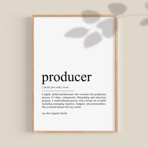 Producer Gift, Production Definition Print, Gift for Producer, Film Producer, Christmas Gift Printable Wall Art | DIGITAL DOWNLOAD