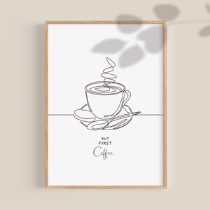 Arte de línea de café, Signo de café, Decoración de cafetería, Impresión de café, Señal de cafetería, Arte de café, arte de pared imprimible de café