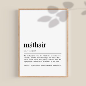 Máthair Print, Irish mother gift, Mother&#39;s Day Gift, Irish Gift, Ireland gifts, Mom Gifts, New Mom gift, Mum Gift, Digital Prints