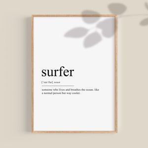 Surfer poster, Surfer Art, Surfer definition Print, Surf Print, Surf Poster, Surfing Poster, Surfing Gift, Surf Decor, Printable wall art