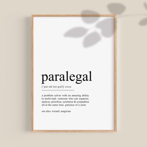 Paralegal Definition Print, Legal Assistant gift, Legal Secretary gift, gift for Paralegal, Lawyer Office Decor, Printable