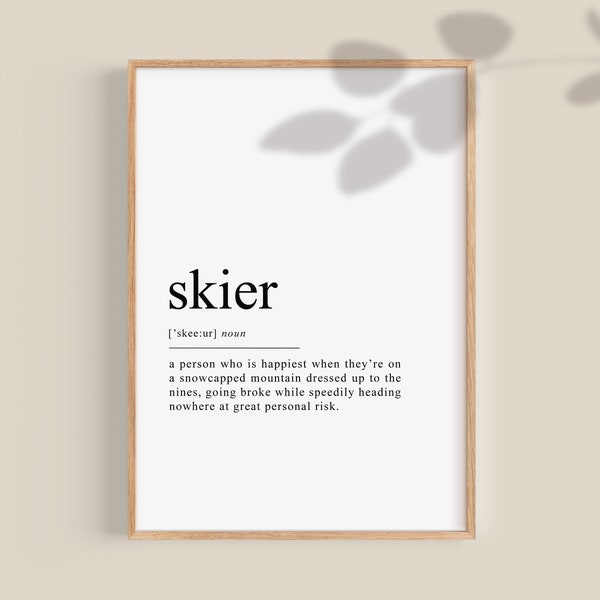 Skier Print, Skier Definition, Skiing Poster, Skiing Wall Decor, Skier gifts, Gift for Skier, Skiing print, Digital art