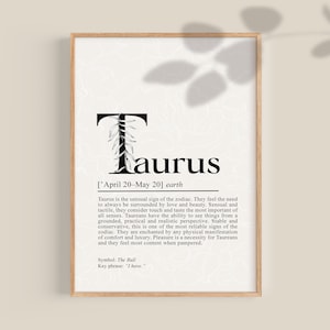 Taurus Art Print, Taurus Gifts, Taurus Decor, Zodiac Gifts, Taurus Birthday Gift, Astrology gifts, digital download