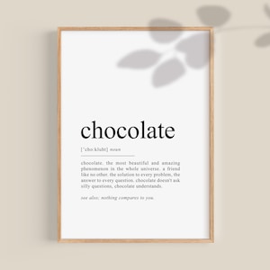 Impresión de pared de definición de chocolate, Regalo para amantes del chocolate, Regalos para amantes del chocolate, Arte de chocolate, Regalo para adolescentes, Día de San Valentín