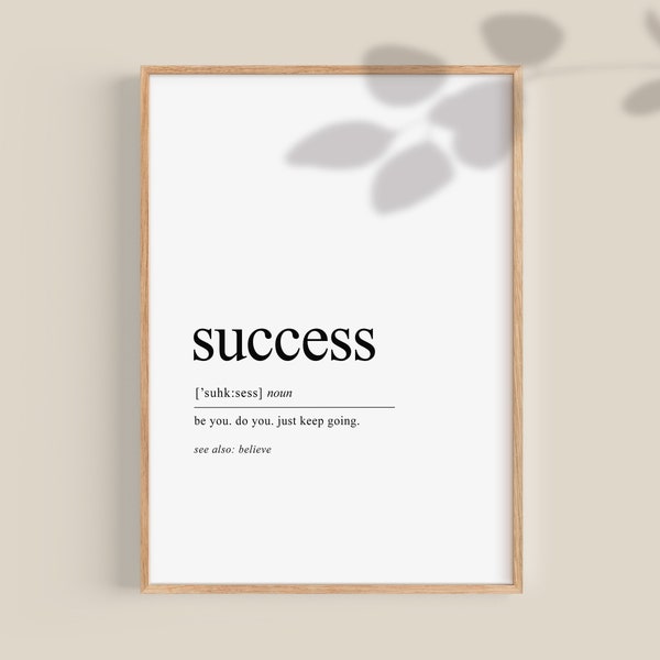 Success Definition print, Success wall decor, Success Sign, Success print, Inspirational Quotes, Office Wall Art, Entrepreneur Gift