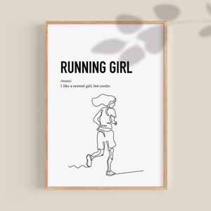 Running Girl Print Gift for Girl Runner Love Athletics Gift Marathon Loving Wall Art Track and Field Team Gifts Printable wall art Digital
