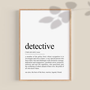 Regali per detective, Regali per detective della polizia, Regalo per stampa di definizione di detective, Regalo della polizia Laurea della polizia, regali per poliziotti / Arte da parete stampabile