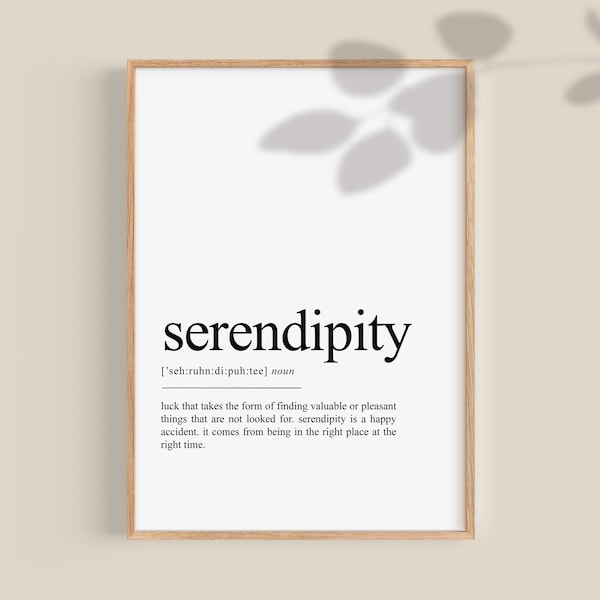 Serendipity Definition Print, Serendipity Sign, Serendipity Poster, Motivational Quotes, Bedroom Wall Decor, printable