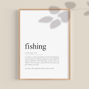 Visserijcadeaus voor mannen, Vaderdag Visserijdefinitieprint, Visserijmuurkunst, Visserijposter, Vissersprintgeschenken, Digitale download