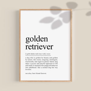 Golden Retriever Print, Golden Retriever Gifts, Definition Print, Dog Dad Gift, Dog Lovers, Dog Mom gift, Printable art | DIGITAL Download