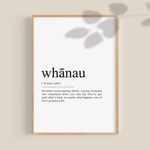 Maori Print, Whanau Definition Print, Whanau Poster, New Zealand Family Gift Wedding Gifts, Maori Wall Decor, Printable art Digital Download