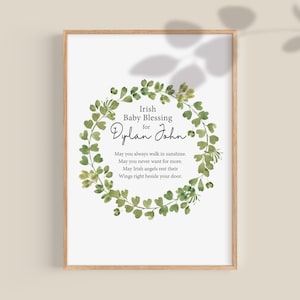 Irish Baby Blessing Boy, Ireland Gifts, Baby shower gift, Baptism wall print, Christening art New baby Personalised gift Custom printable