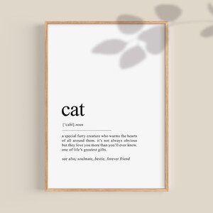 Cat Definition Print, Cat Wall Art, Cat Cafe Poster Cat mom, Crazy Cat lady printable art, Nursery Decor, Cattery Prints Digital Download
