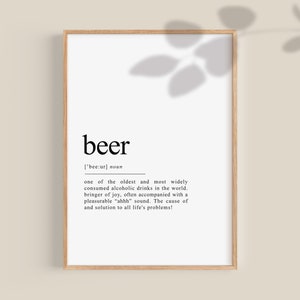 ビールの定義、おじさんへのクリスマスプレゼント、ビールのプリント、ホームバーのポスター、キッチンの壁アート、バーカートの看板、父の日のプレゼント、印刷可能な壁アート