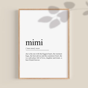 Mimi Definition Print, Mimi gift, Gift for Mimi, Grandma gift, Gifts for Grandma, Mimi birthday, Nana Wall Decor, Printable art