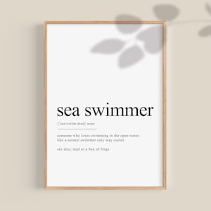 Sea Swimmer Gifts, Sea Swimmer definition print, Sea Swimming gift, Swimming Print, gifts for her, gift for mom