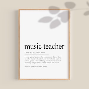 Music Teacher Definition Print Music Teacher Gift for Music Tutor Best Music Teacher Poster Piano teacher printable Music Studio wall art